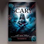 Scary Voodoo Doll Flyer Template featuring a haunting voodoo doll design for Halloween events