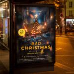 A whimsical design of a holiday event flyer with creative elements that stand out during the Christmas season.