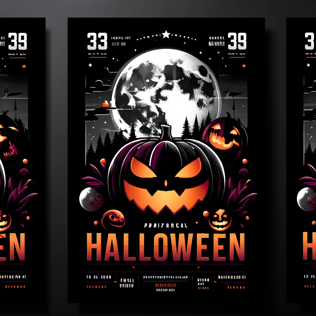 Cool Halloween poster template with spooky designs from PSDMARKET.