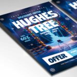 Close-up of the customizable features of the Hughes Tree Flyer Template in Adobe Photoshop.