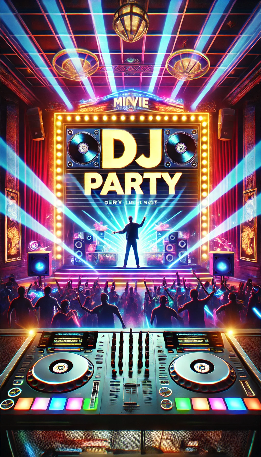 Dynamic DJ battle flyer template with bold colors and typography from PSDMARKET.