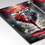 Eye-catching red and black flyer template showcasing a stylish layout with contrasting colors, ideal for urban events, DJ parties, and music festivals.