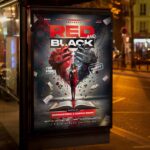 Modern red and black flyer template with striking typography and vibrant accents, suited for club events, promotional campaigns, or special announcements.