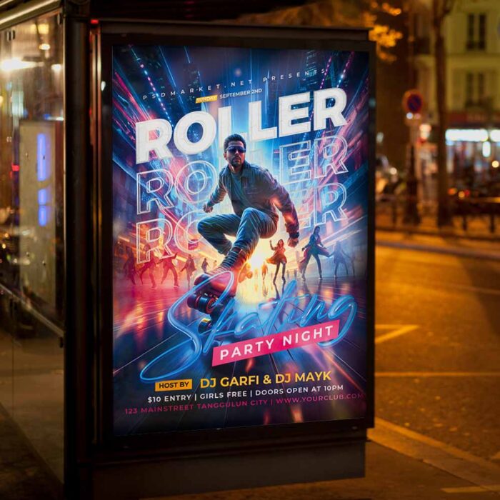 Roller skating flyer template psdmarket