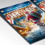 Editable flyer for promoting a Christmas celebration with bright holiday elements.