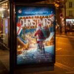 Customizable PSD flyer for Christmas 2025 party promotion with a festive design.