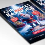 Customizable holiday karaoke flyer with a vibrant Christmas design.