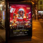 Vibrant holiday flyer for Christmas party promotion with customizable details.