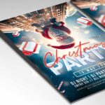 Editable flyer for a Christmas event featuring a cheerful Santa and Christmas trees.