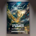High-energy festival flyer with vibrant colors and futuristic design, perfect for EDM events.