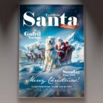 Santa Festival flyer featuring Santa Claus, gifts, and holiday decorations.