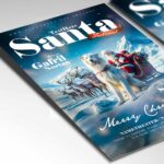 Festive Santa Festival flyer design with cheerful holiday elements and Christmas colors.