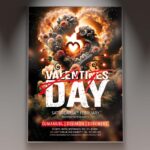 Anti Valentine's Day flyer featuring bold dark colors and rebellious symbols.