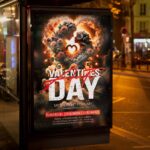 Edgy flyer design for anti-Valentine's Day party with dramatic visuals and dark tones.