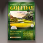 Golf Open Flyer showcasing a golf course and tournament details.