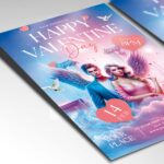 Romantic flyer template for Valentine’s Day with heart symbols and elegant fonts.