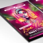 Fiery love-themed flyer with seductive design for a Valentine’s celebration.