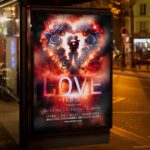 Love Day flyer design with fun and inviting typography and imagery.