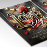Customized flyer for a love celebration with elegant fonts and warm design.