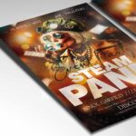 Vintage mechanical flyer featuring industrial clockwork and retro-futuristic details.