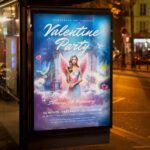Elegant Valentine’s Day flyer showcasing romantic symbols and festive typography.