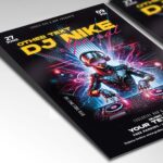 Customizable flyer for a DJ performance with energetic elements and modern style.