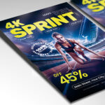 Customizable flyer template for a 4K sprint event, showcasing vibrant colors and dynamic text.
