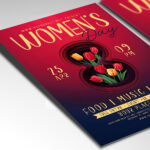 Professional Women’s Day flyer featuring strong, colorful design elements.
