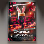 Vibrant Bar Easter Party flyer with festive colors and playful design.