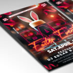 Bar Easter event flyer with colorful graphics, perfect for a fun celebration.