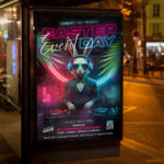 Editable Easter event flyer template with lively visuals and customizable text.