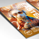 High-energy Easter party flyer featuring DJ event promotions and glowing Easter eggs