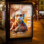 Editable Easter nightclub flyer template with bright colors and modern typography