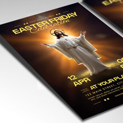 Customizable Easter Friday Flyer Template for Good Friday services.