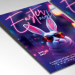 Glow-in-the-dark Easter event flyer with bright and playful design.