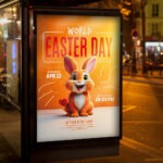 Editable Easter event PSD flyer promoting global unity and celebration