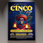 Colorful Cinco de Mayo flyer template with traditional Mexican decorations