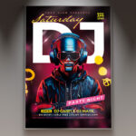DJ Saturday Flyer Template with vibrant colors.