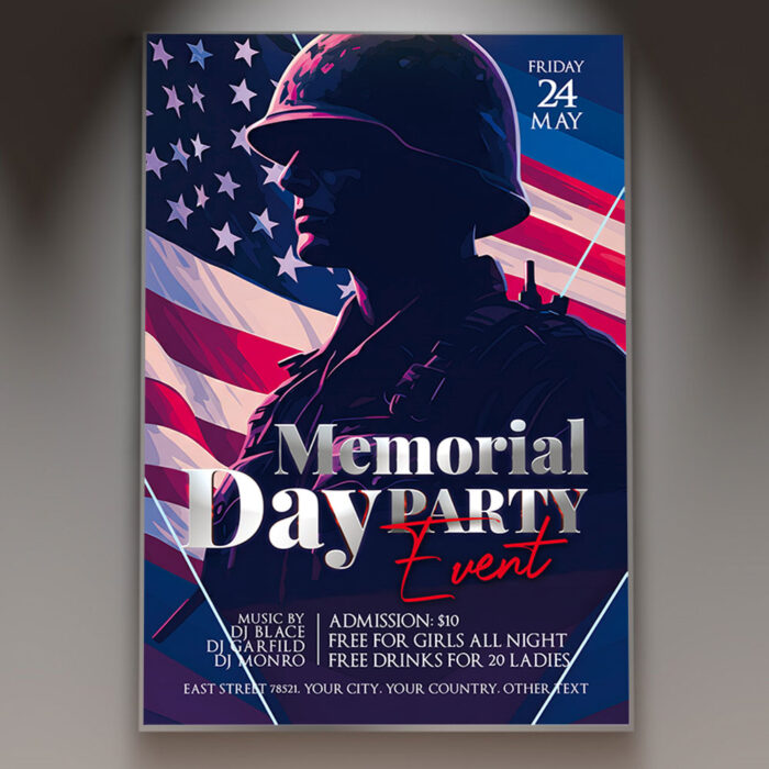 Versatile Memorial Day Party Event Flyer Template for all gatherings.