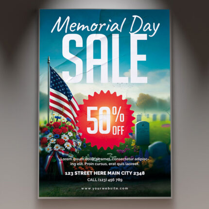 Patriotic Memorial Day Sale Flyer Template for promotional events.