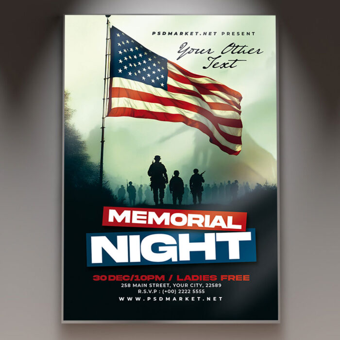 Respectful Memorial Night Flyer Template for evening remembrance events.