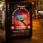 Print-ready Retro Party Event Flyer Template for throwback events.
