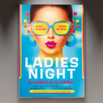 A Ladies Night flyer template featuring a chic design with sparkling elements, elegant typography, and a vibrant atmosphere, perfect for promoting a women-centric club event.
