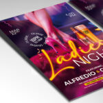 A customizable flyer template designed for women-centric club nights and promotions, showcasing stylish typography and dynamic lighting that evokes a lively and chic atmosphere.