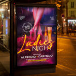 An alluring and attention-grabbing invitation template, ready for personalization for a "Ladies Night," promising an unforgettable evening of fun, music, and exclusive perks.