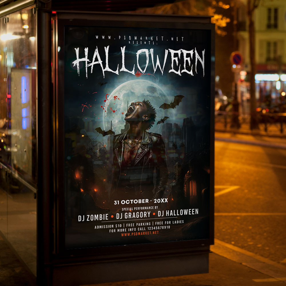 halloween-2026-flyer-template-3 An inviting and attention-grabbing invitation template, ready for personalization for a "Halloween 2026" event, promising an unforgettable night of music, dancing, costumes, and thrilling entertainment in the upcoming year.