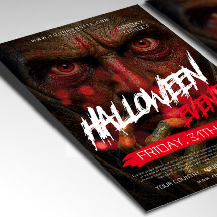 A customizable large-scale event flyer designed for a major 2026 Halloween celebration, showcasing bold, horror-style typography with dramatic lighting and a festive color palette of deep orange, black, and electric accents that highlights the event's scale.