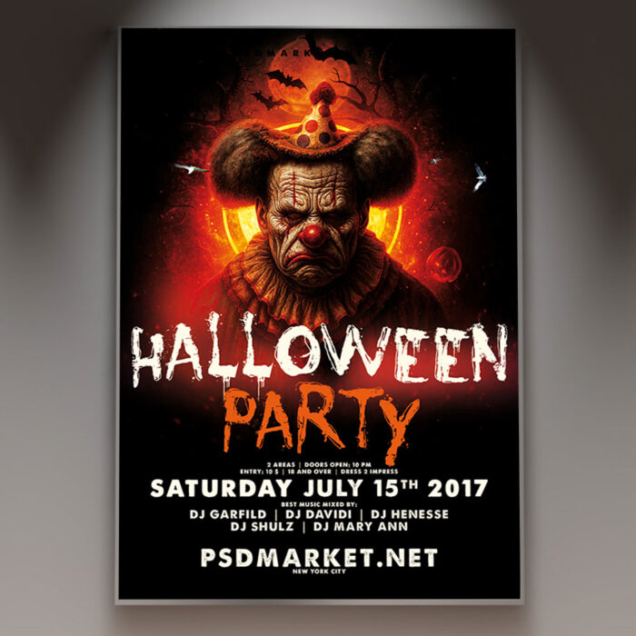A Halloween Party Bar Flyer Template featuring a glowing, themed cocktail glass on a dark bar counter, with silhouetted party-goers and subtle gothic elements in the background, conveying a professional and sophisticated spooky atmosphere.
