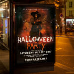 An inviting and attention-grabbing invitation template, ready for personalization for a "Halloween Bar Party," promising an unforgettable night of music, themed drinks, and lively costume fun.