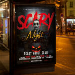 An inviting and attention-grabbing invitation template, ready for personalization for a "Scary Club 2026" event, promising an unforgettable night of music, intense scares, and adrenaline-pumping club action.
